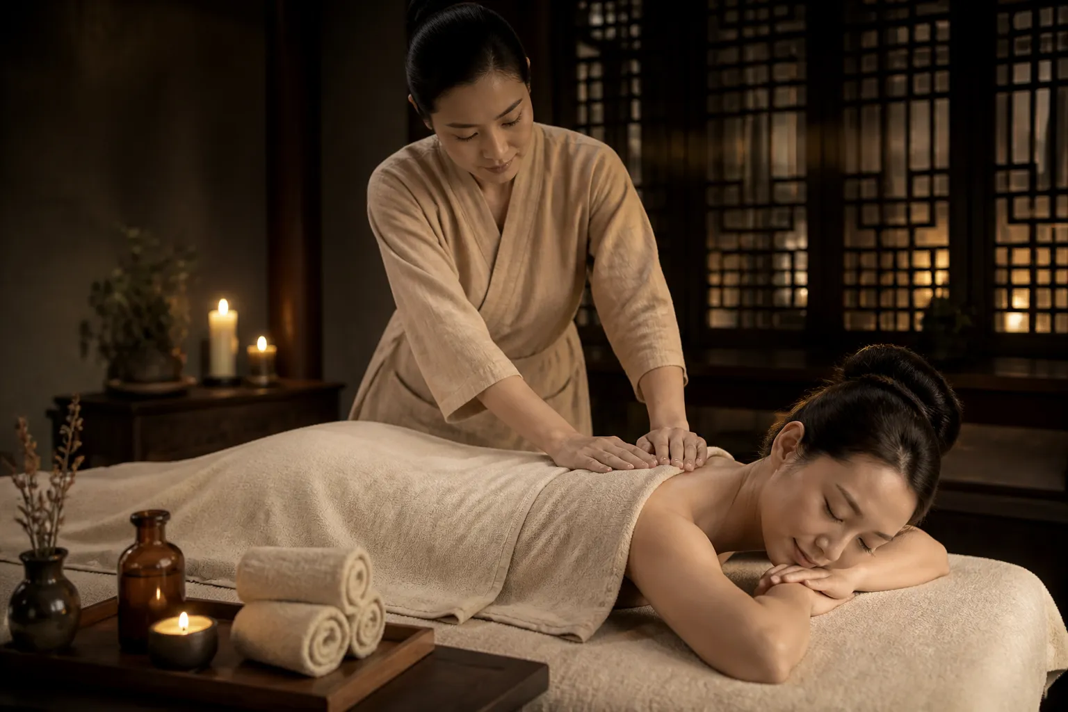 Entspannende chinesische Wellness-Massage im ruhigen Ambiente